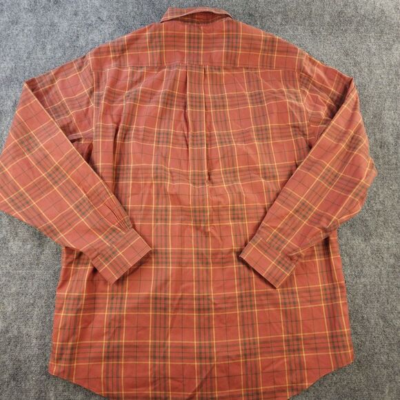 Brooks Brothers Shirt Medium Long Sleeve Button Down Non Iron Orange Plaid - Picture 7 of 8